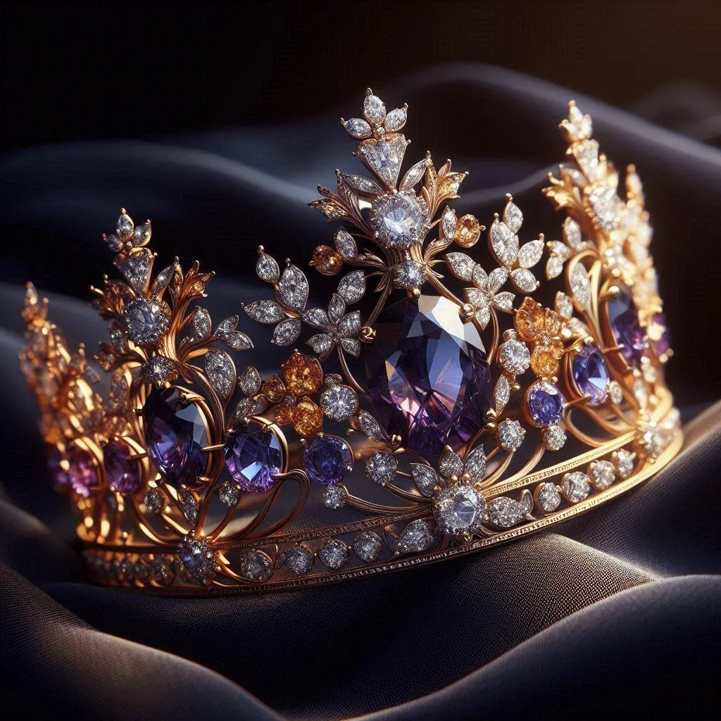 Das Diadem der goldenen Dämmerung aus Gold, Diamanten und Tansaniten